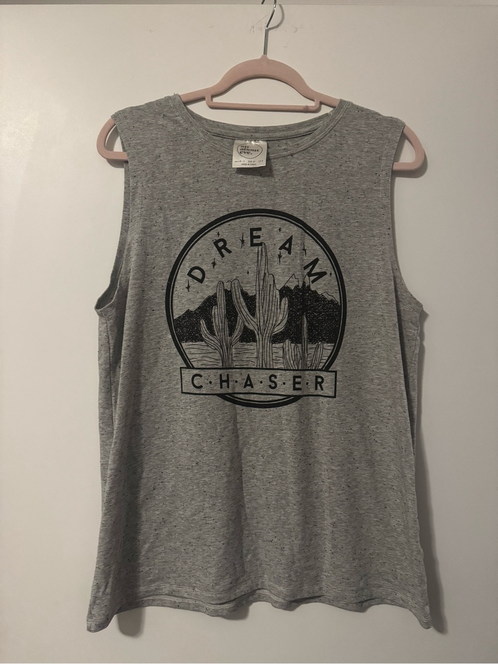 All About Eve Grey Sleeveless Tank with Black 'Dream Chaser' Graphic